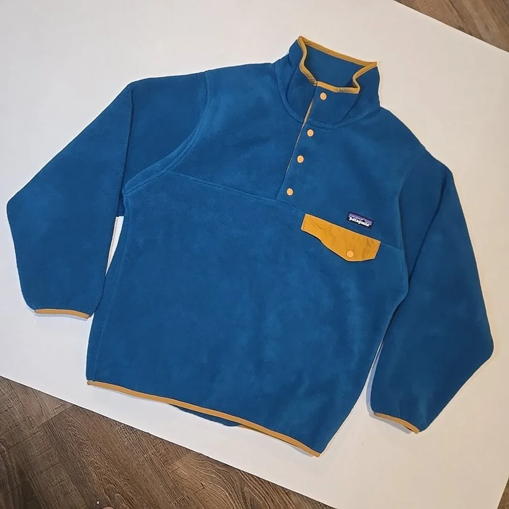 Patagonia Fleece Snap-T Pullover‎ Underwater Blue Men's XS Synchilla USA Jacket